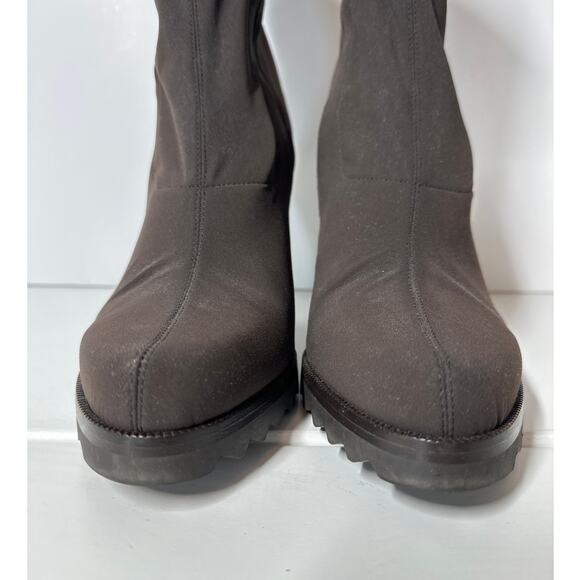 Donald J. Pliner Dona Microfiber Ankle Boots High Heel Stretchy Size 8 Brown - Picture 4 of 13